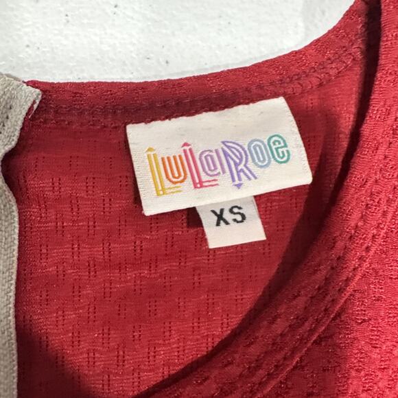Lularoe Women's Dress Sz XS Fit & Flare Red Pleated Pockets Stylish Short Sleeve - Picture 5 of 12